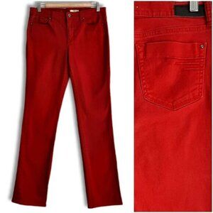 DKNY High Rise Slim Leg Bright Red Jeans Sz 8
